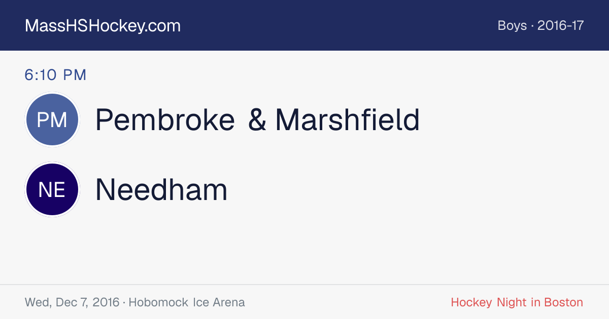 Pembroke & Marshfield at Needham score card
