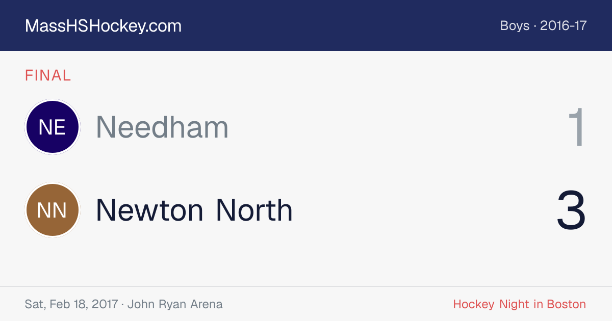 Needham at Newton North score card