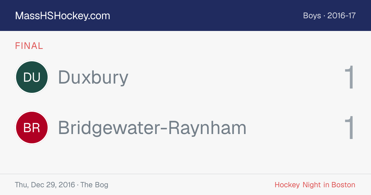 Duxbury at Bridgewater-Raynham score card