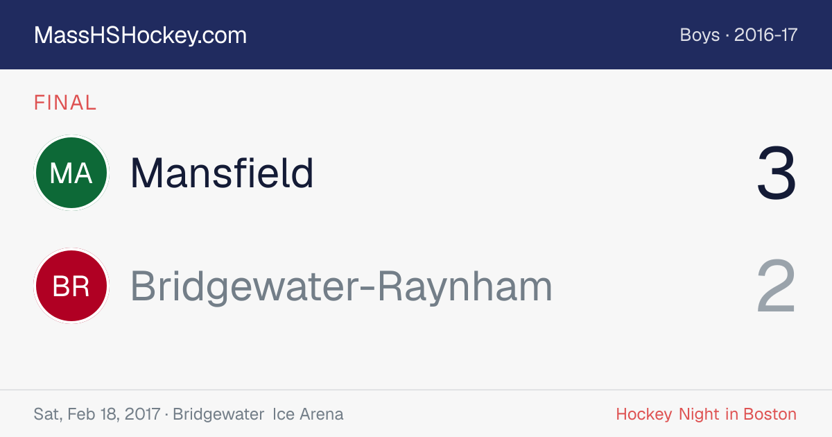Mansfield at Bridgewater-Raynham score card