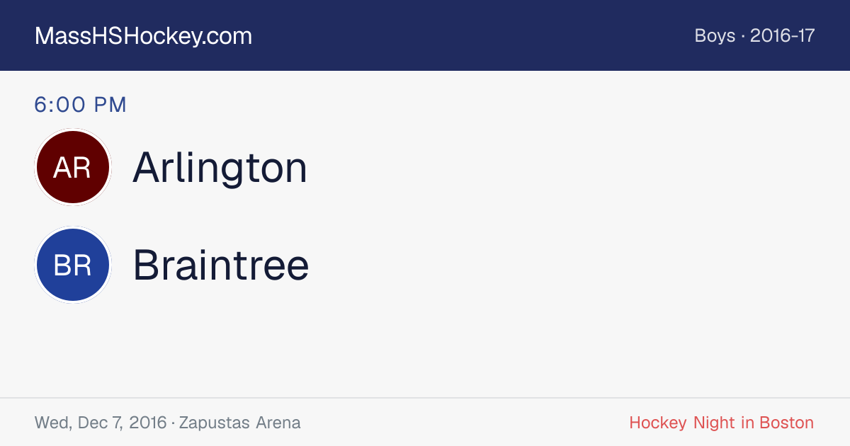 Arlington at Braintree score card