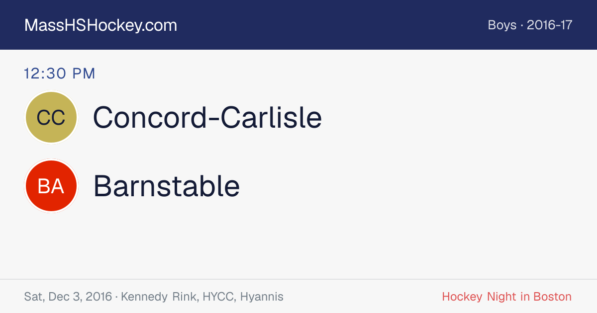 Concord-Carlisle at Barnstable score card
