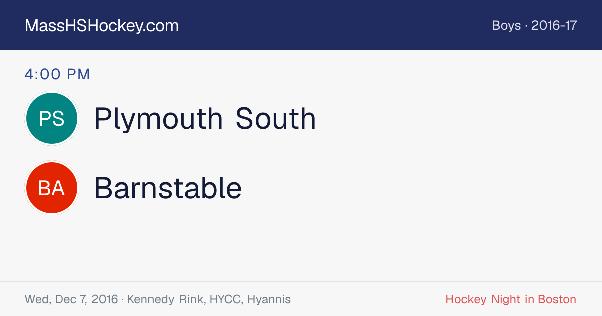 Plymouth South at Barnstable score card