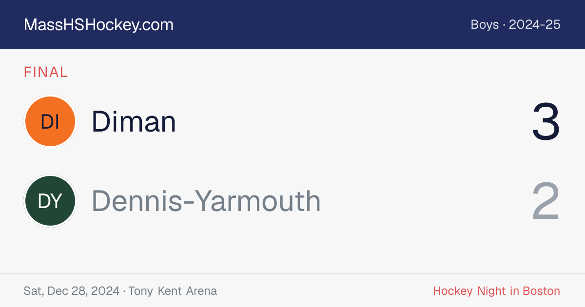 Diman at Dennis-Yarmouth score card