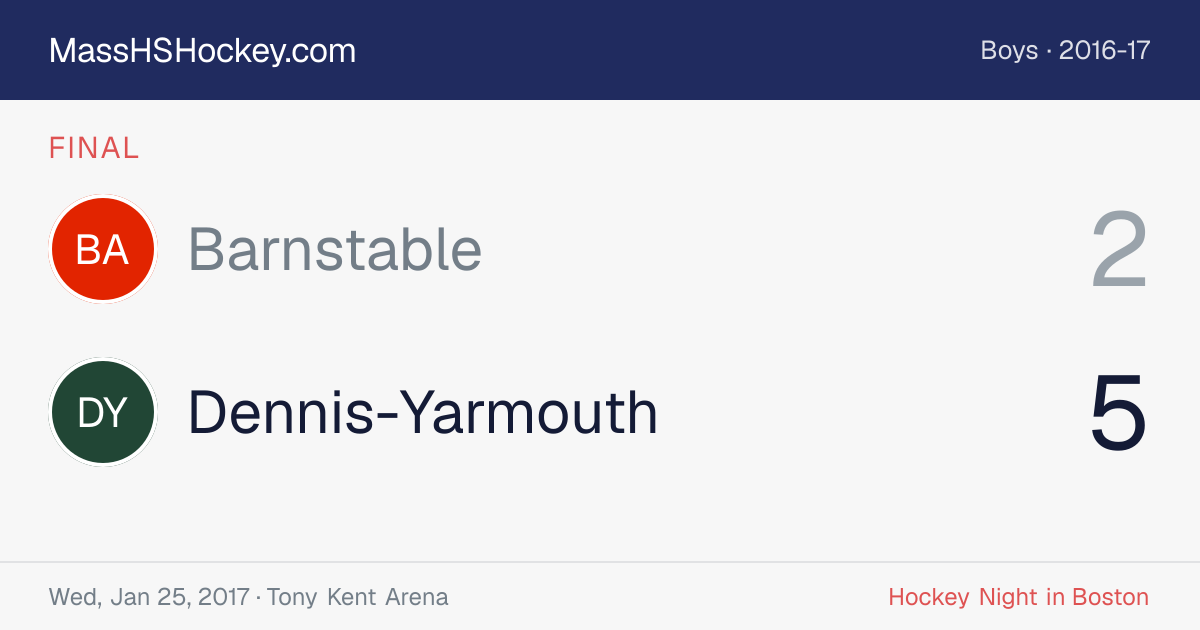 Barnstable at Dennis-Yarmouth score card