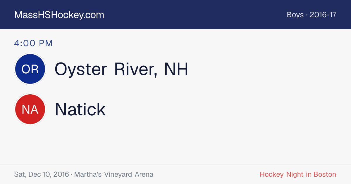 Oyster River, NH at Natick score card