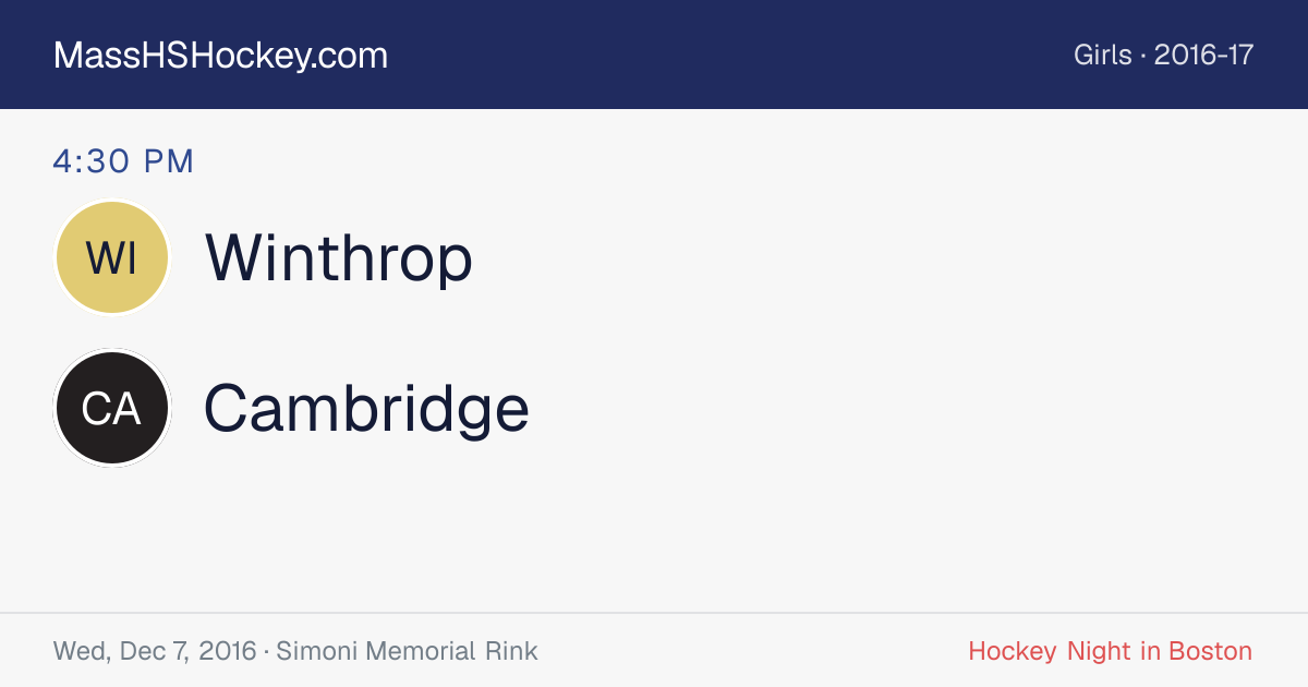 Winthrop at Cambridge score card