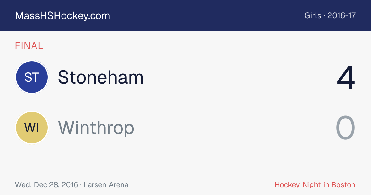 Stoneham at Winthrop score card
