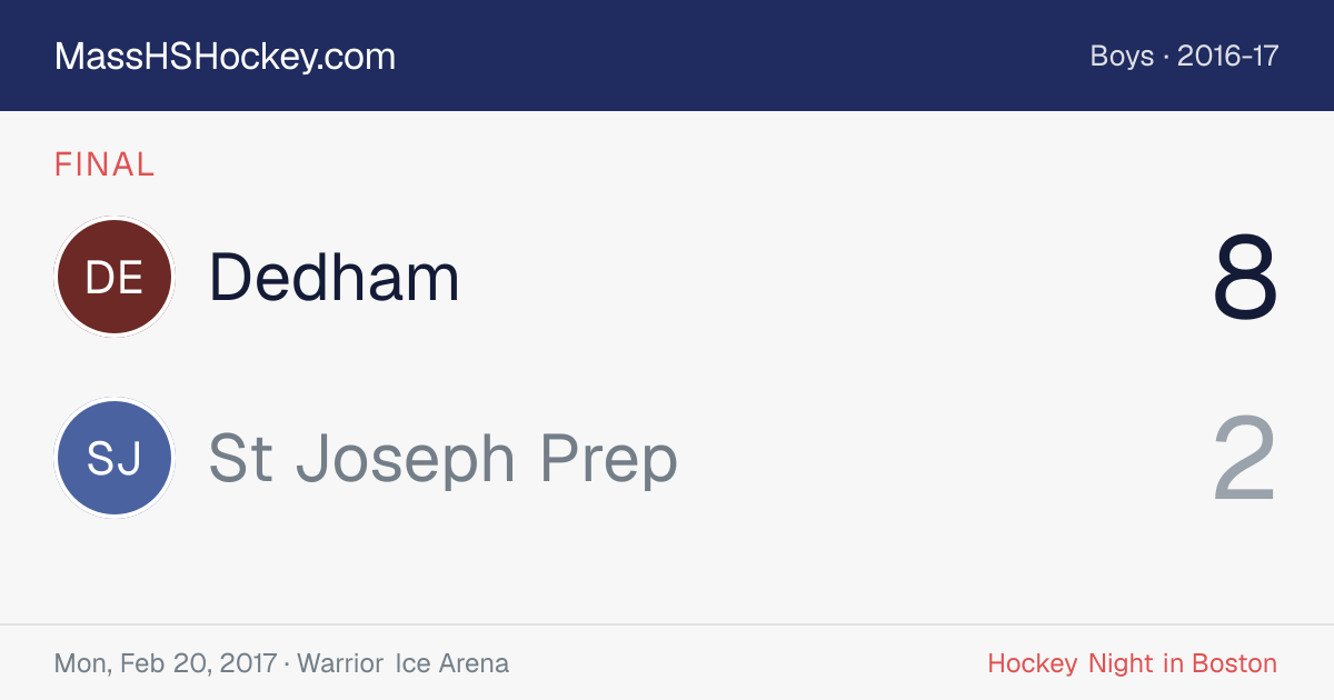 Dedham at St Joseph Prep score card