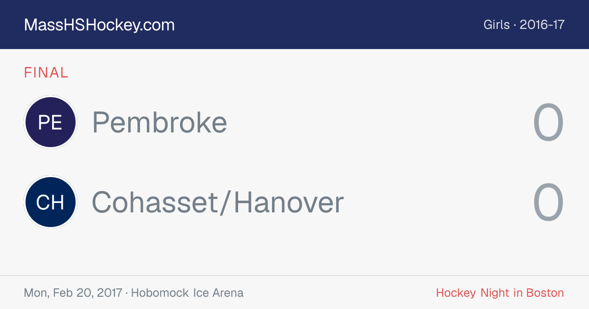 Pembroke at Cohasset/Hanover score card