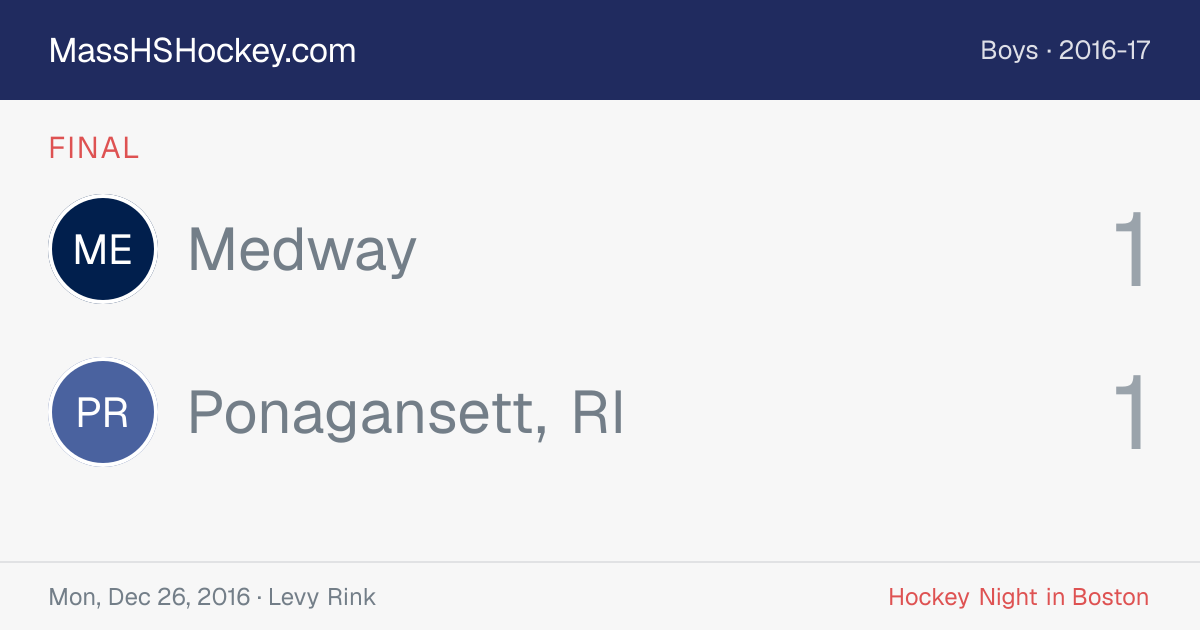 Medway at Ponagansett, RI score card