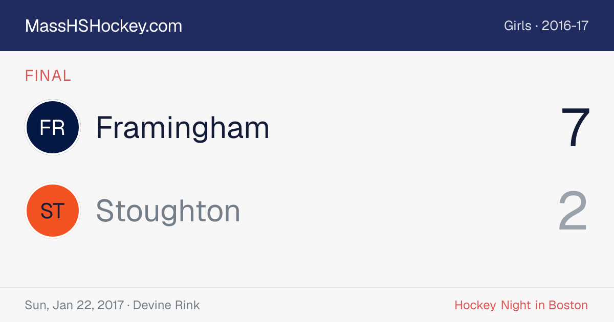 Framingham at Stoughton score card