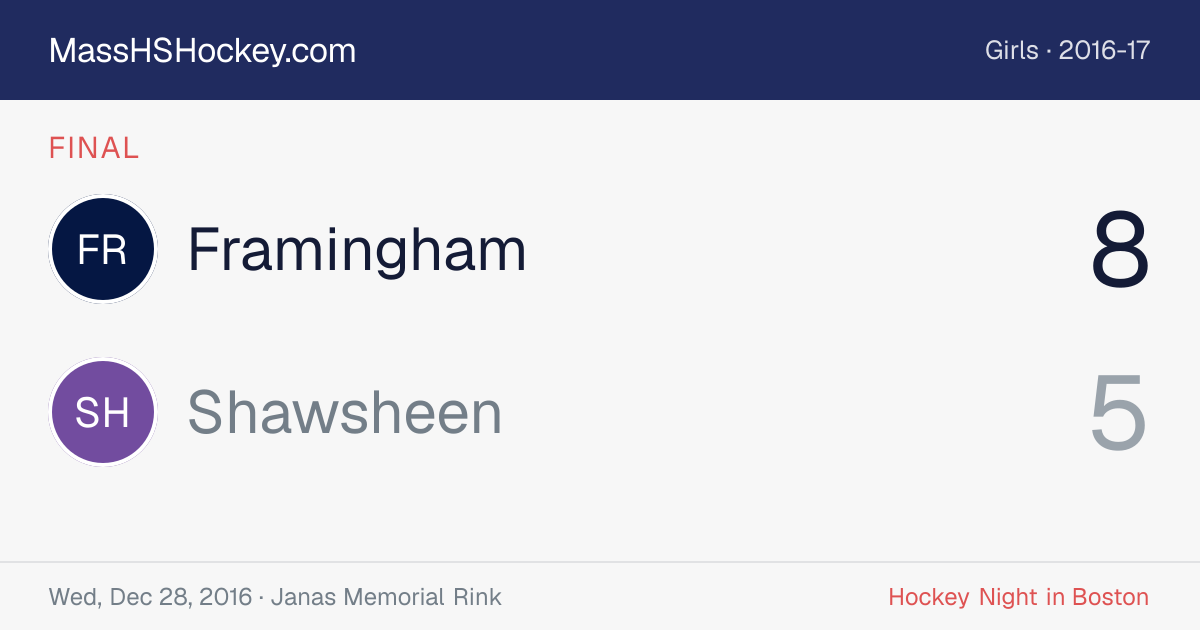 Framingham at Shawsheen score card