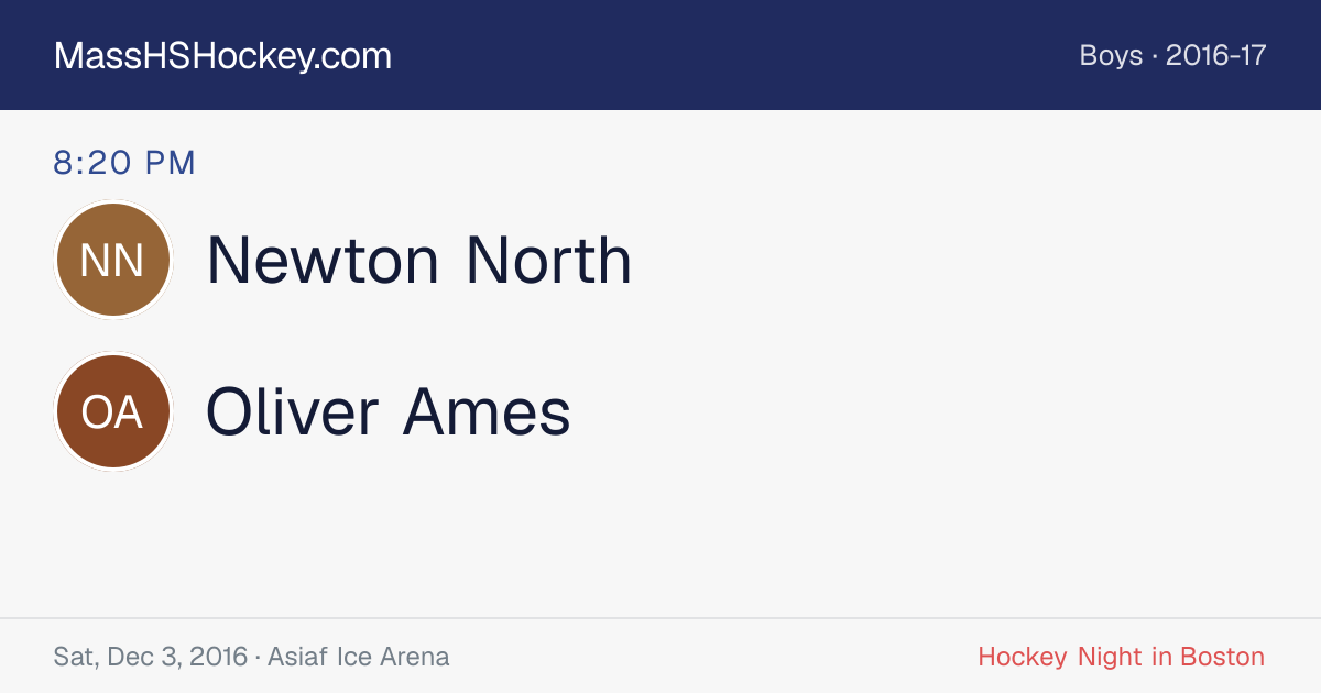 Newton North at Oliver Ames score card