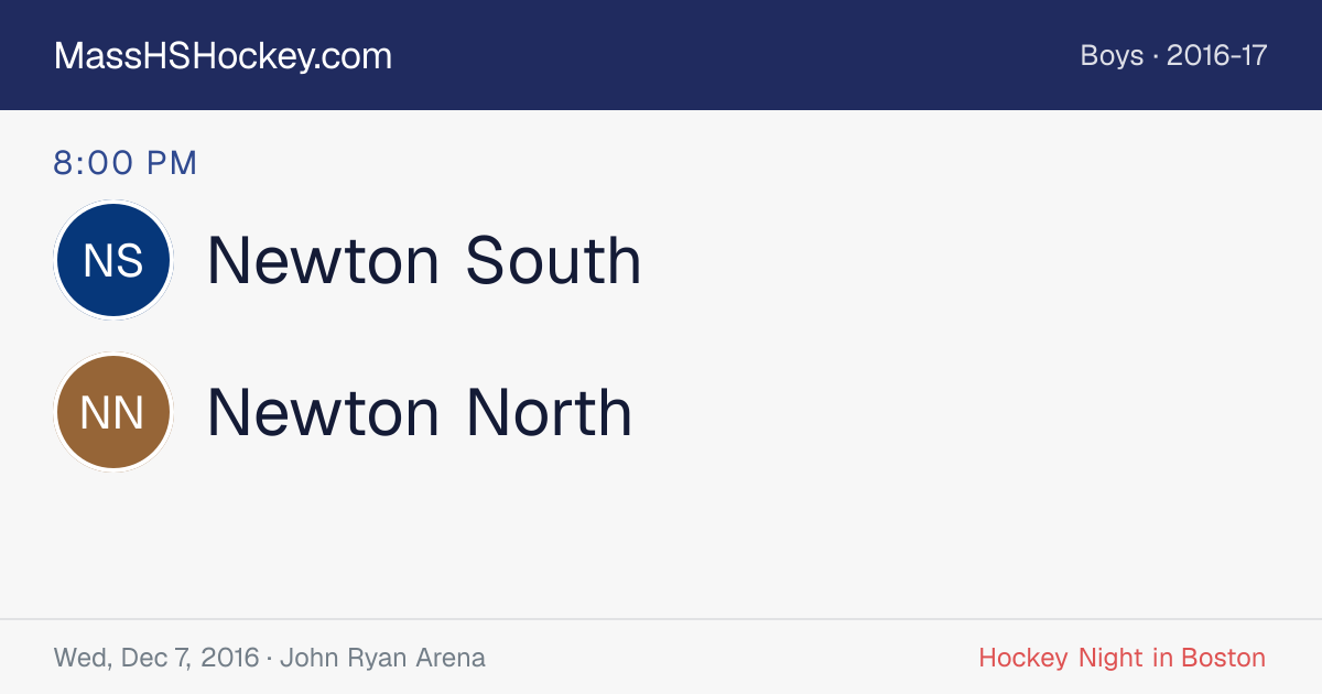 Newton South at Newton North score card