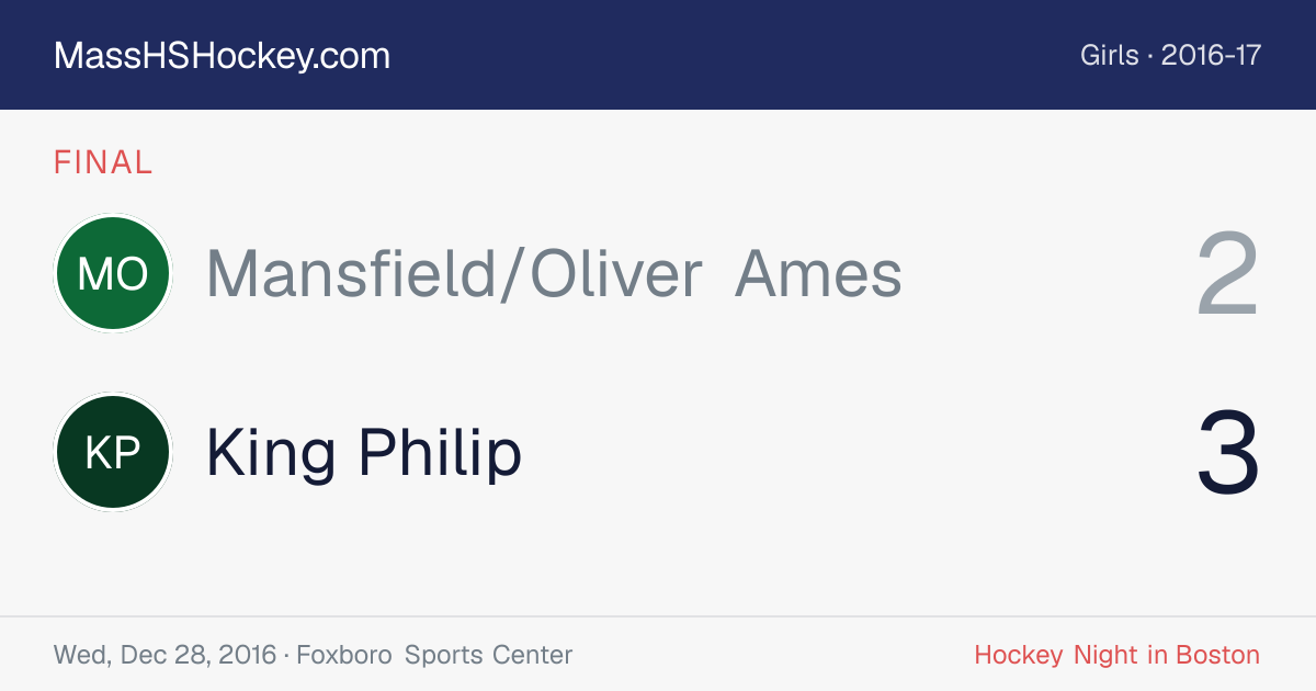Mansfield/Oliver Ames at King Philip score card