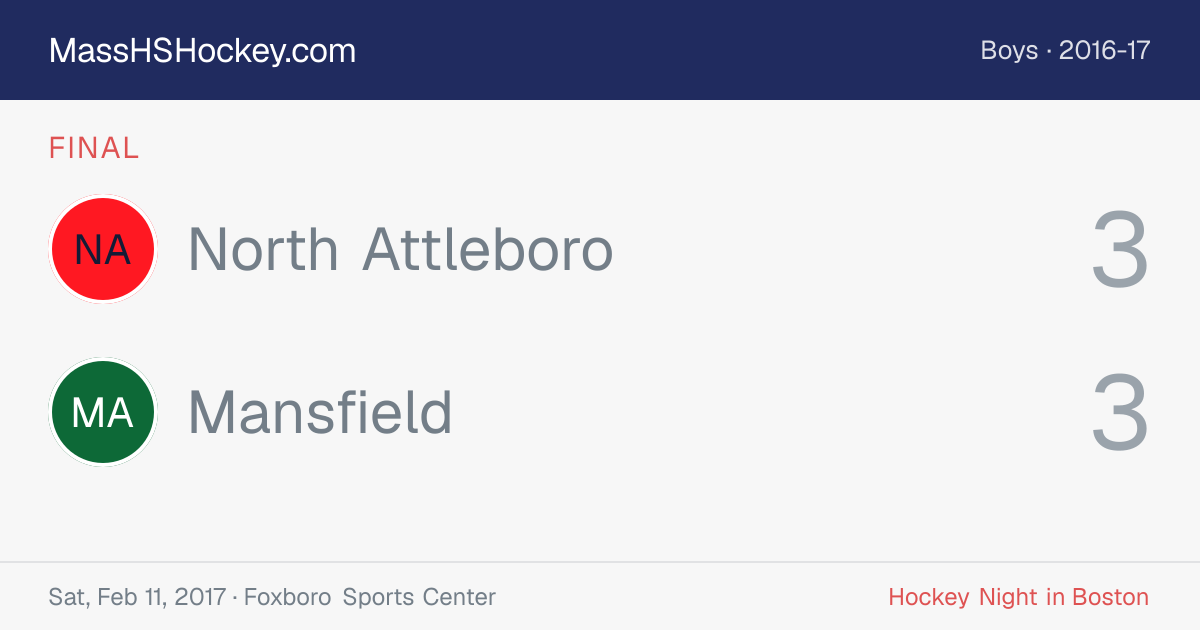 North Attleboro at Mansfield score card