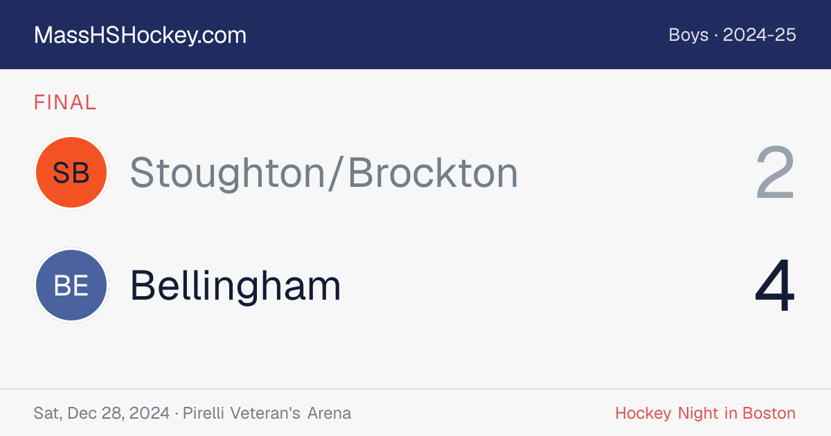 Stoughton/Brockton at Bellingham score card