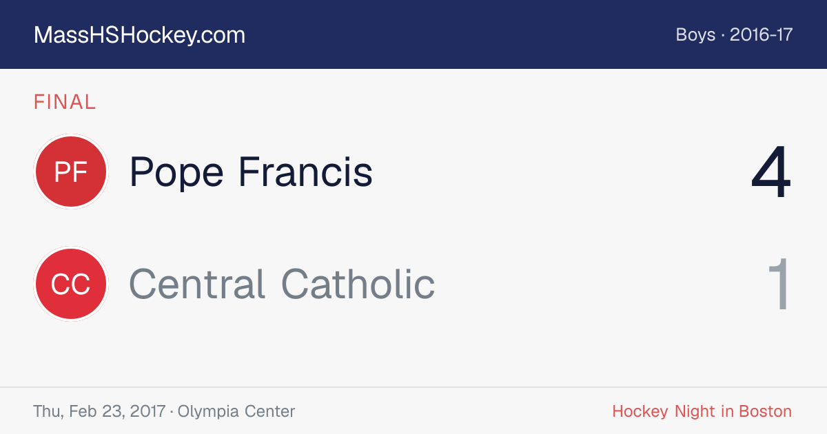 Pope Francis at Central Catholic score card