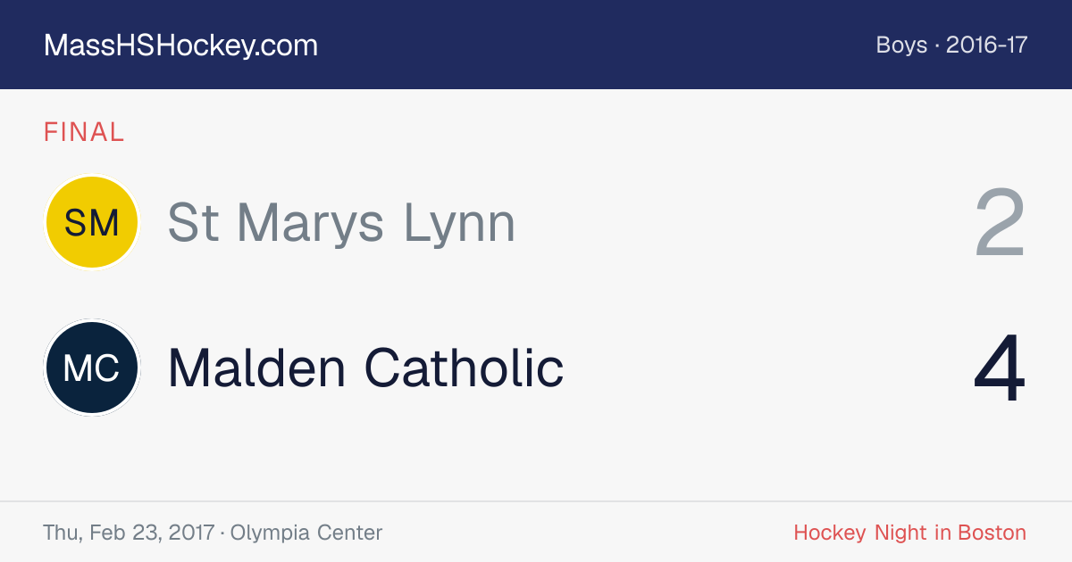 St Marys Lynn at Malden Catholic score card