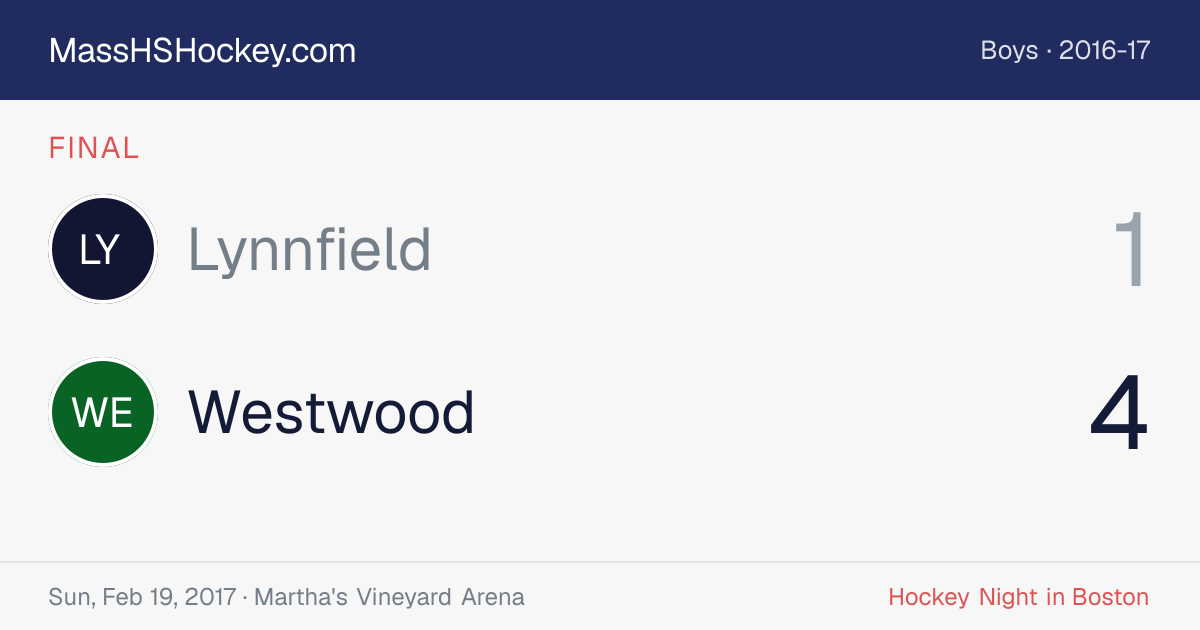 Lynnfield at Westwood score card