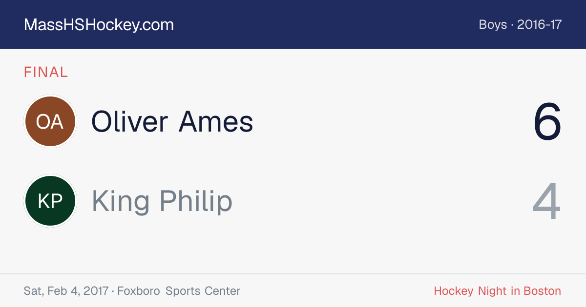 Oliver Ames at King Philip score card