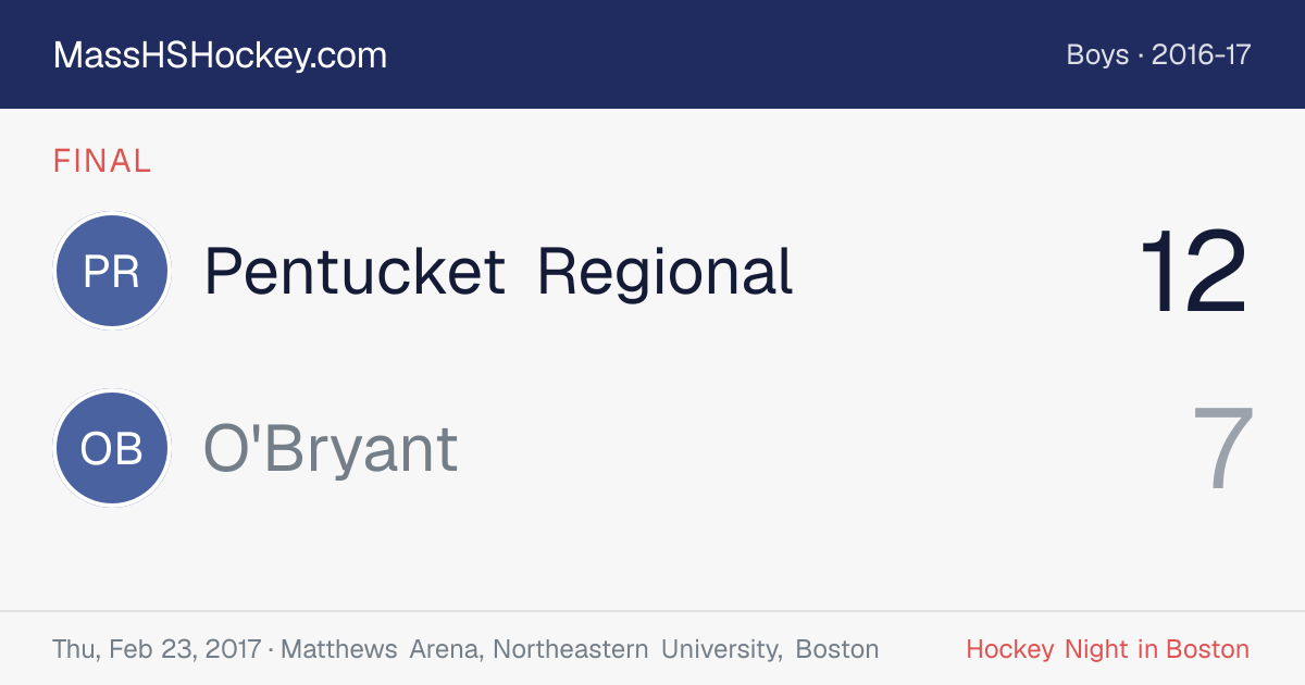 Pentucket Regional at O'Bryant score card