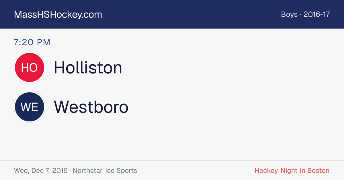 Holliston at Westboro score card