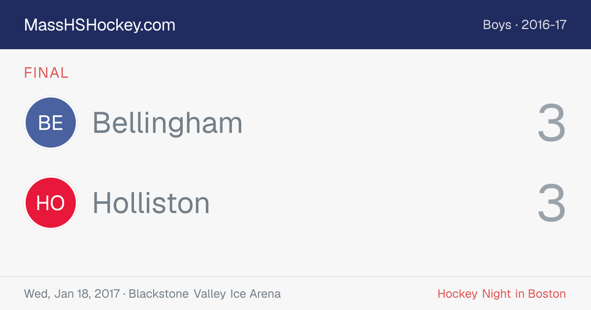Bellingham at Holliston score card