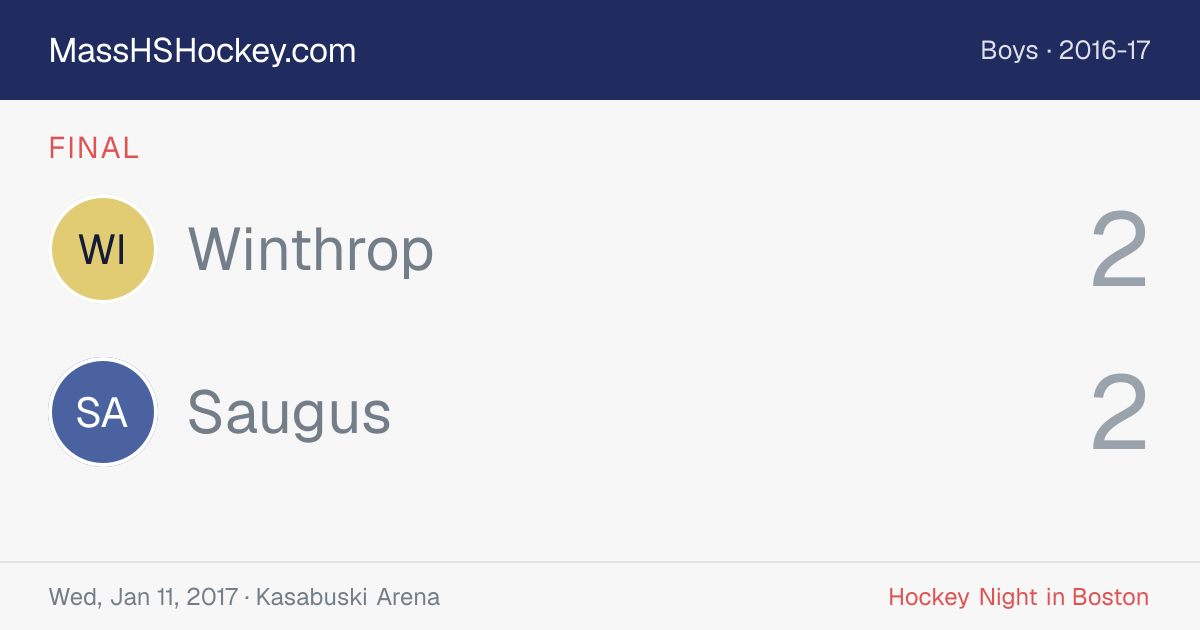 Winthrop at Saugus score card