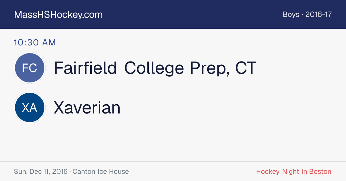 Fairfield College Prep, CT at Xaverian score card