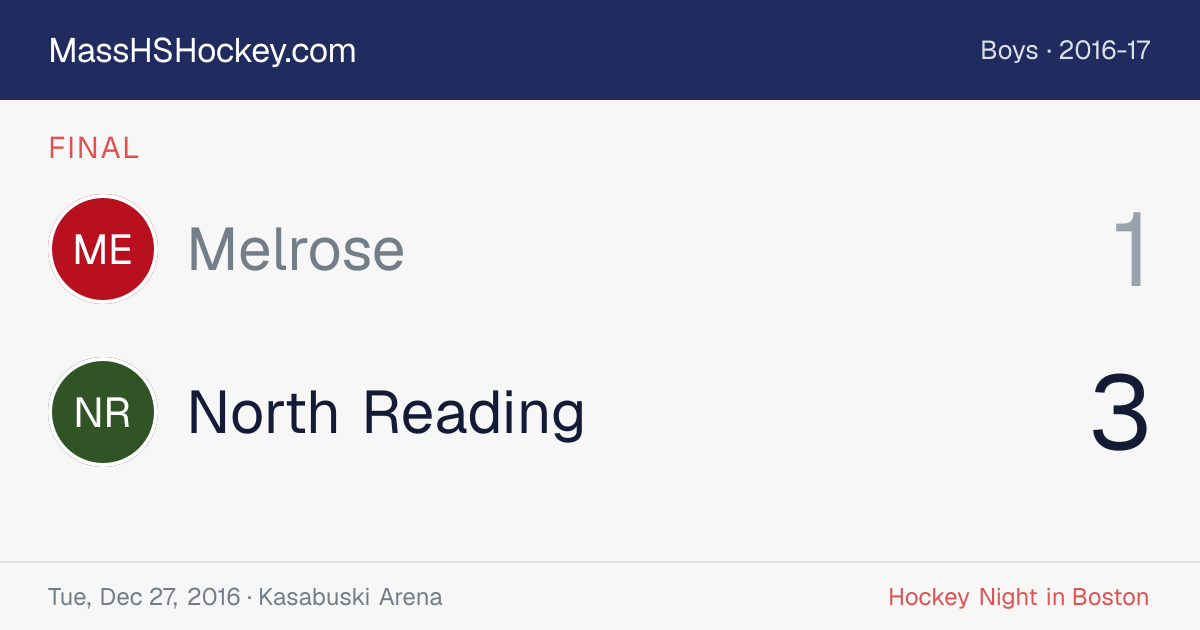Melrose at North Reading score card