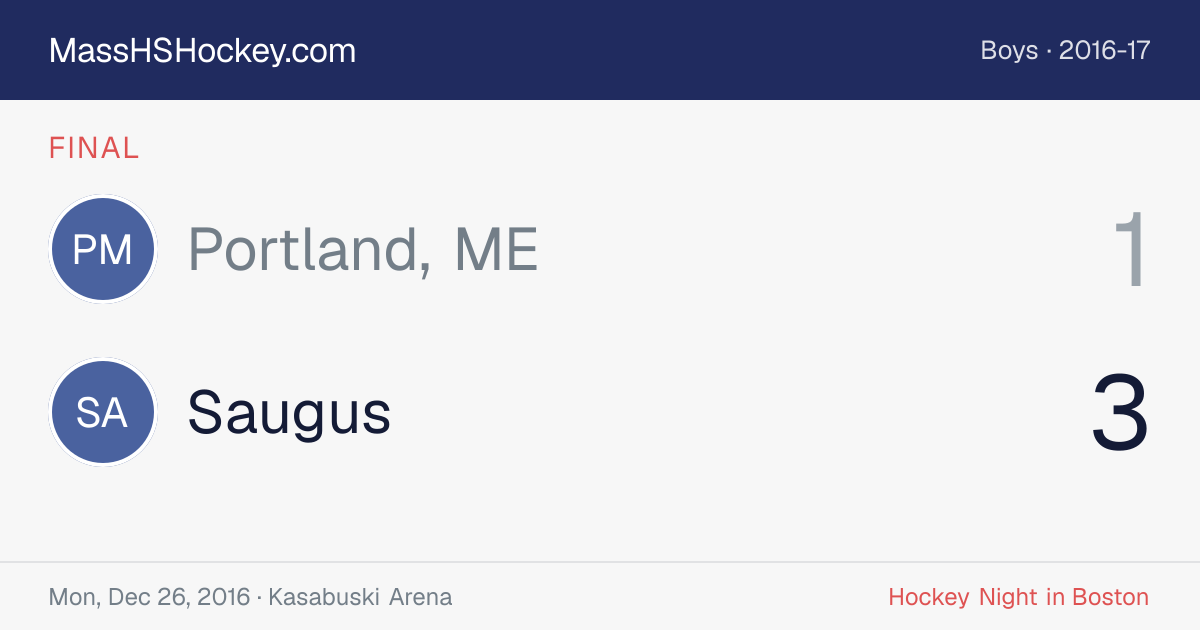 Portland, ME at Saugus score card