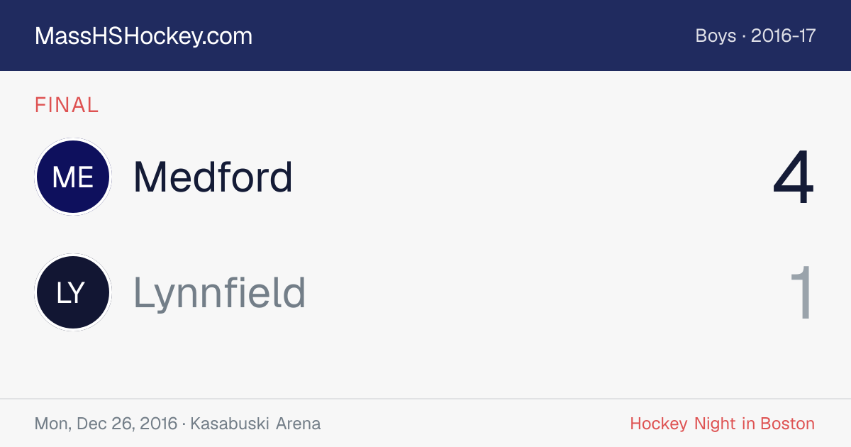 Medford at Lynnfield score card
