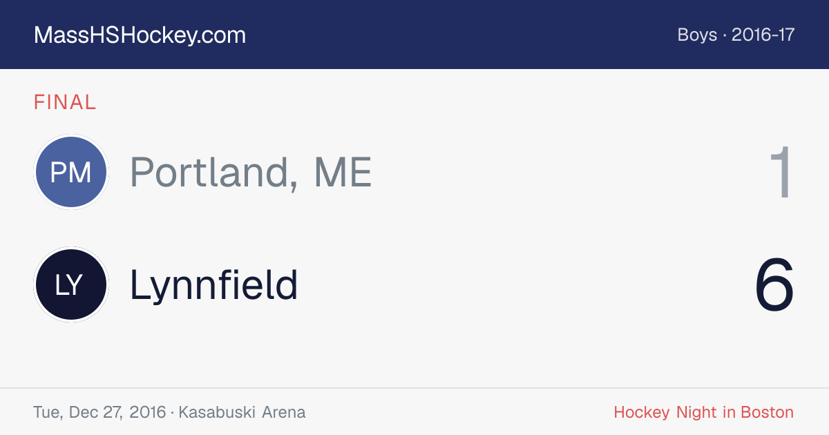 Portland, ME at Lynnfield score card