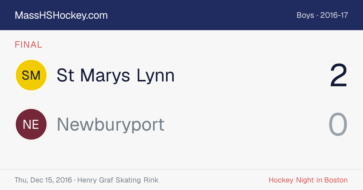 St Marys Lynn at Newburyport score card