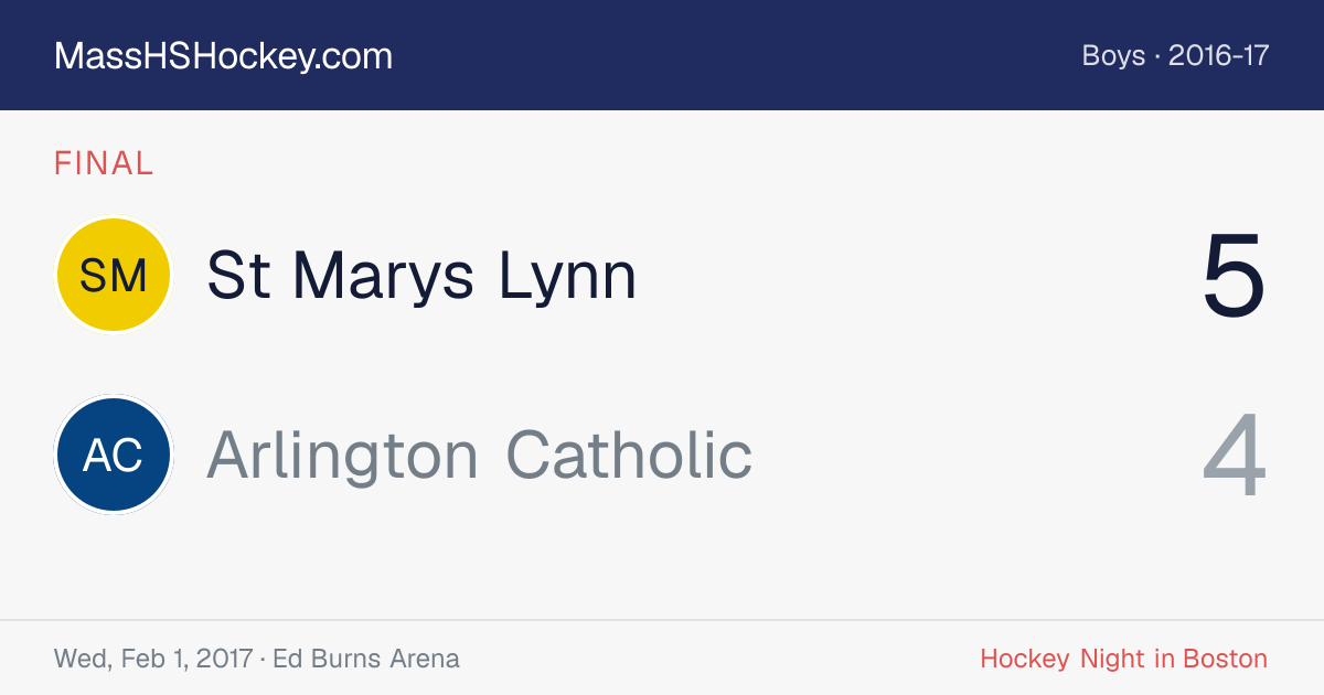 St Marys Lynn at Arlington Catholic score card