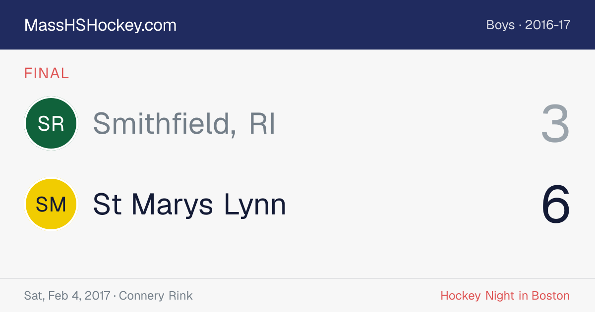 Smithfield, RI at St Marys Lynn score card