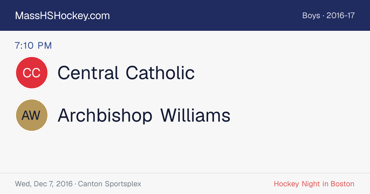 Central Catholic at Archbishop Williams score card
