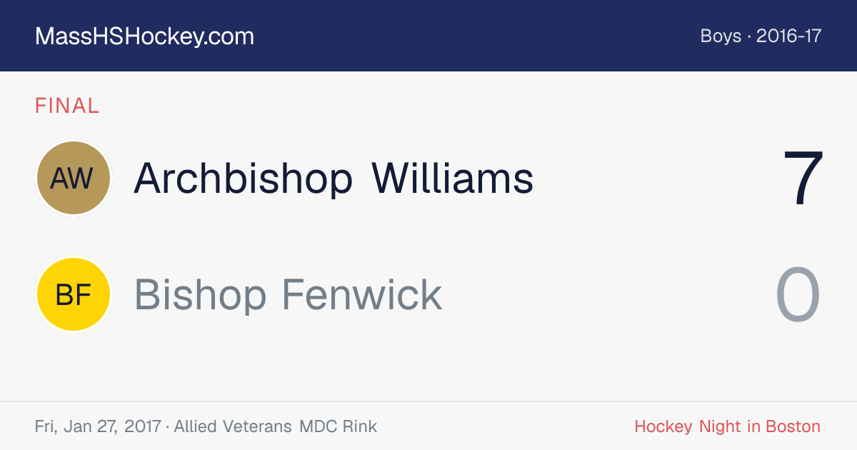 Archbishop Williams at Bishop Fenwick score card