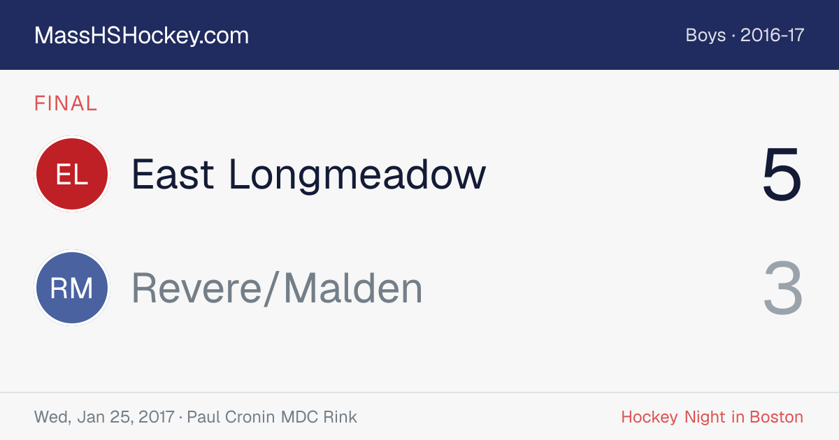 East Longmeadow at Revere/Malden score card