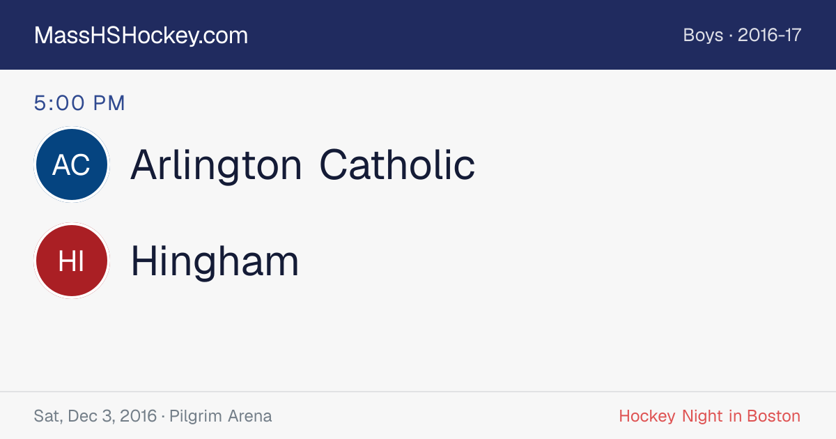 Arlington Catholic at Hingham score card