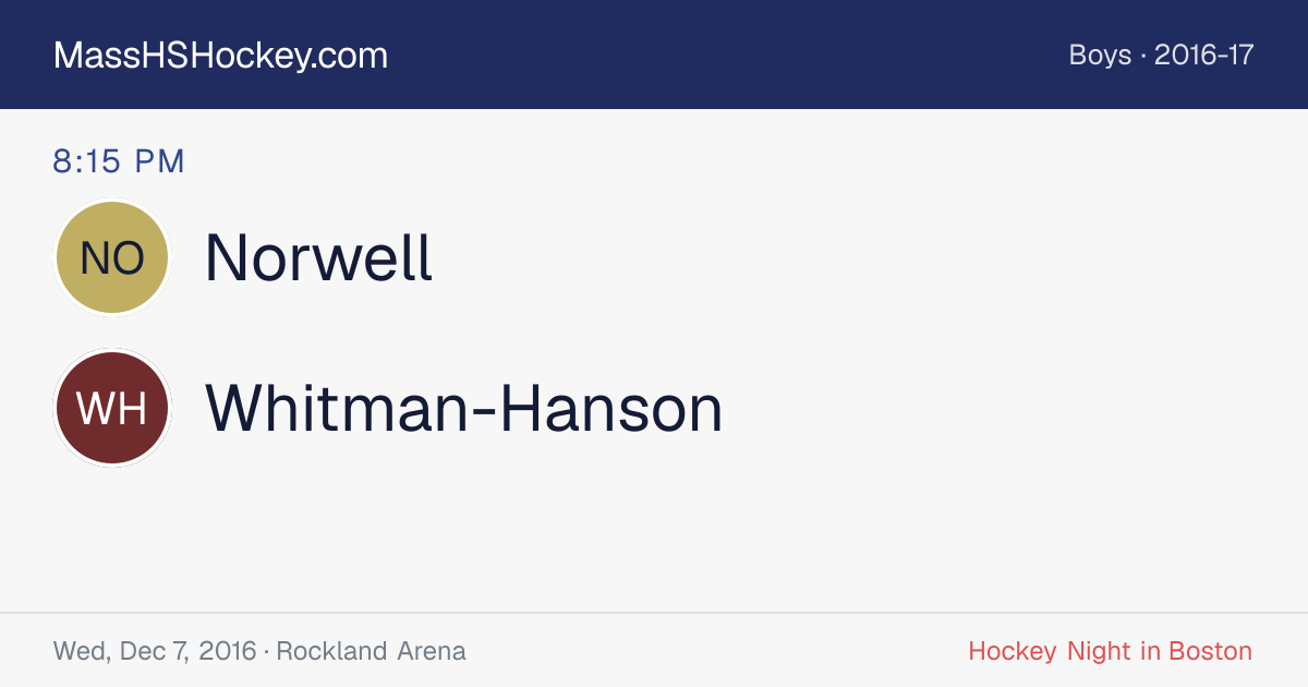 Norwell at Whitman-Hanson score card