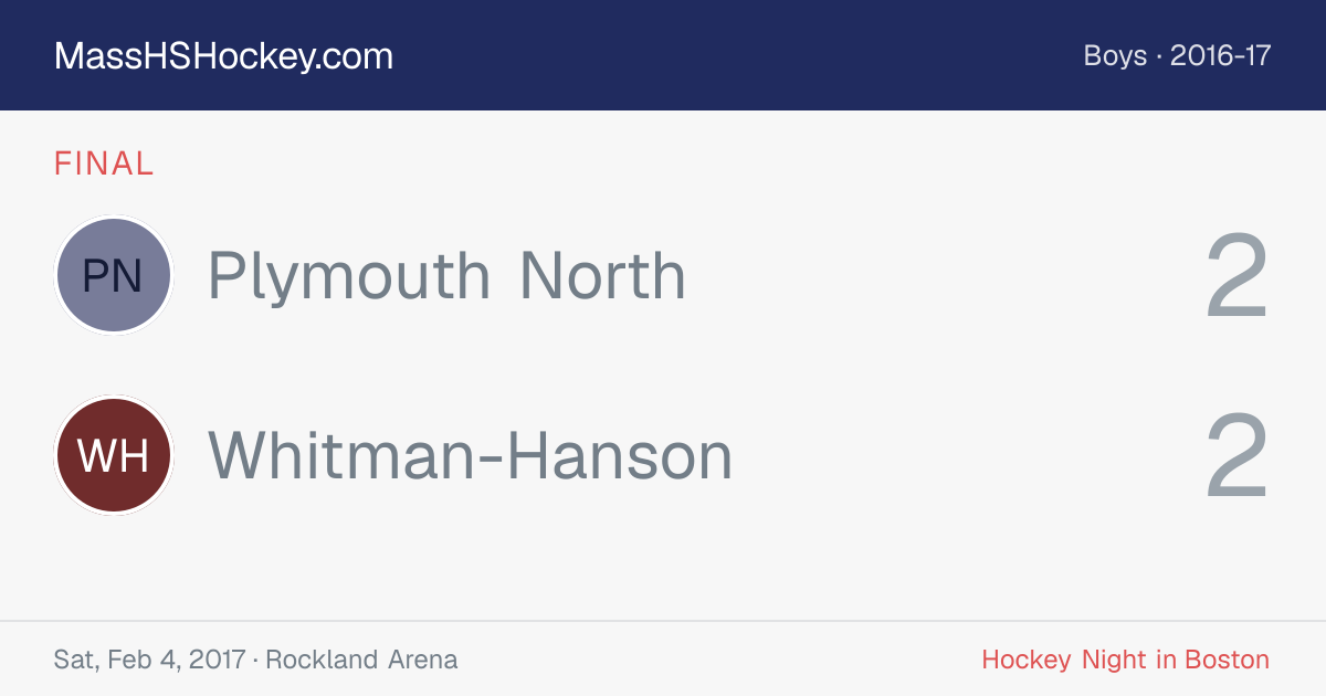 Plymouth North at Whitman-Hanson score card