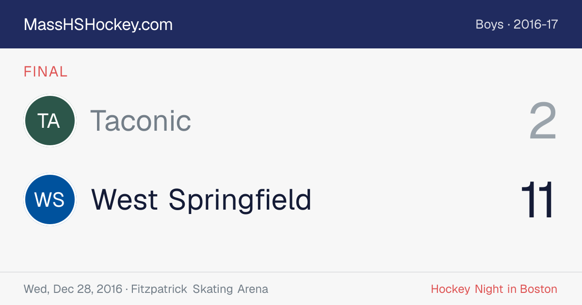 Taconic at West Springfield score card