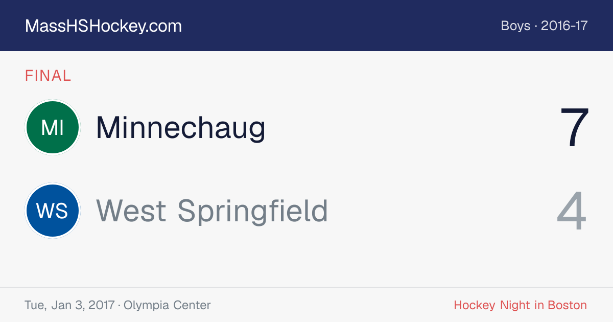 Minnechaug at West Springfield score card