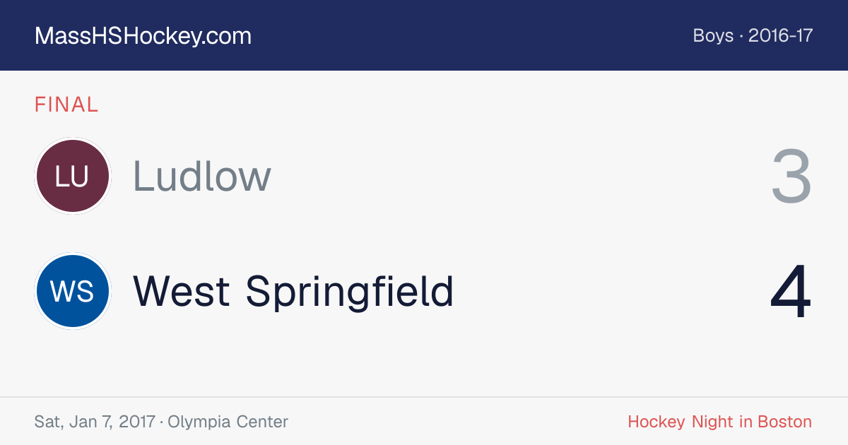 Ludlow at West Springfield score card