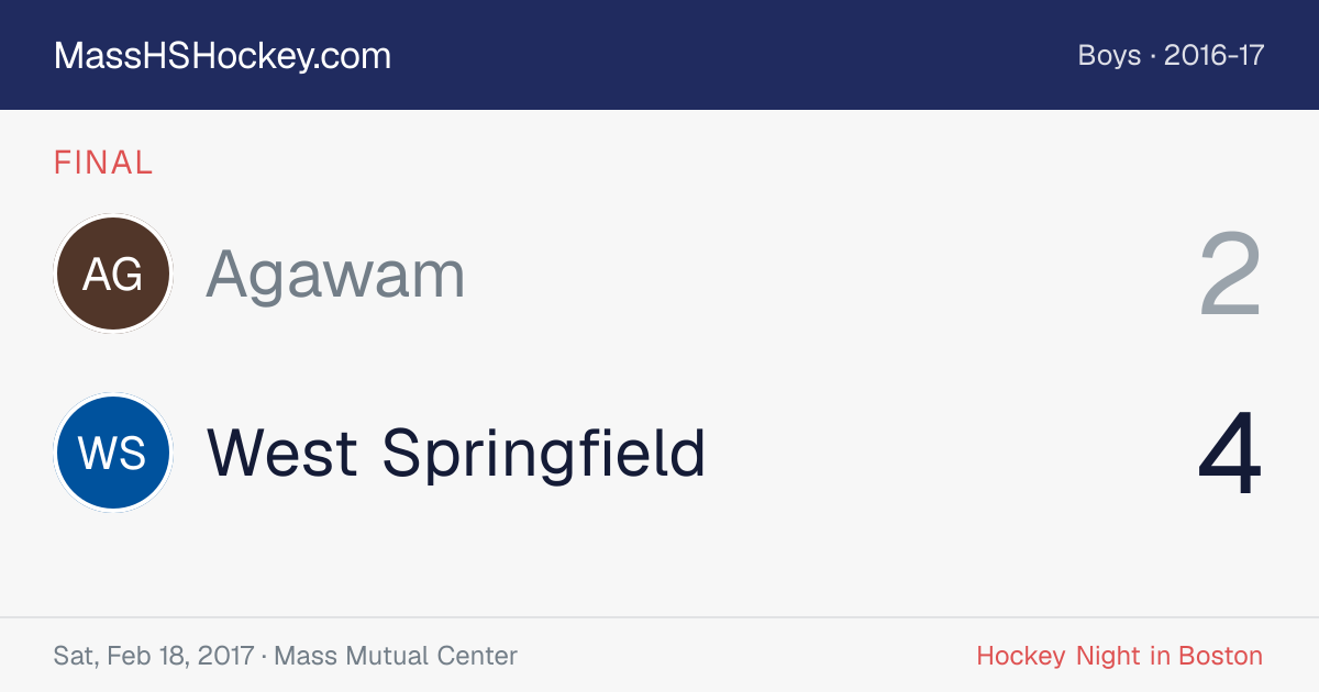 Agawam at West Springfield score card