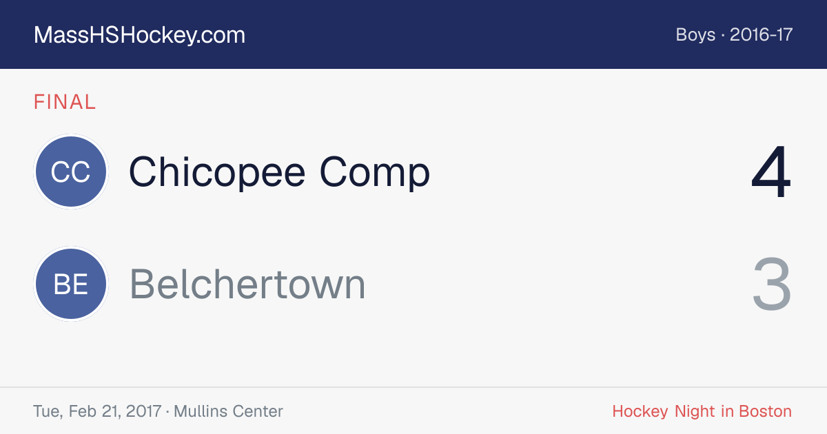 Chicopee Comp at Belchertown score card
