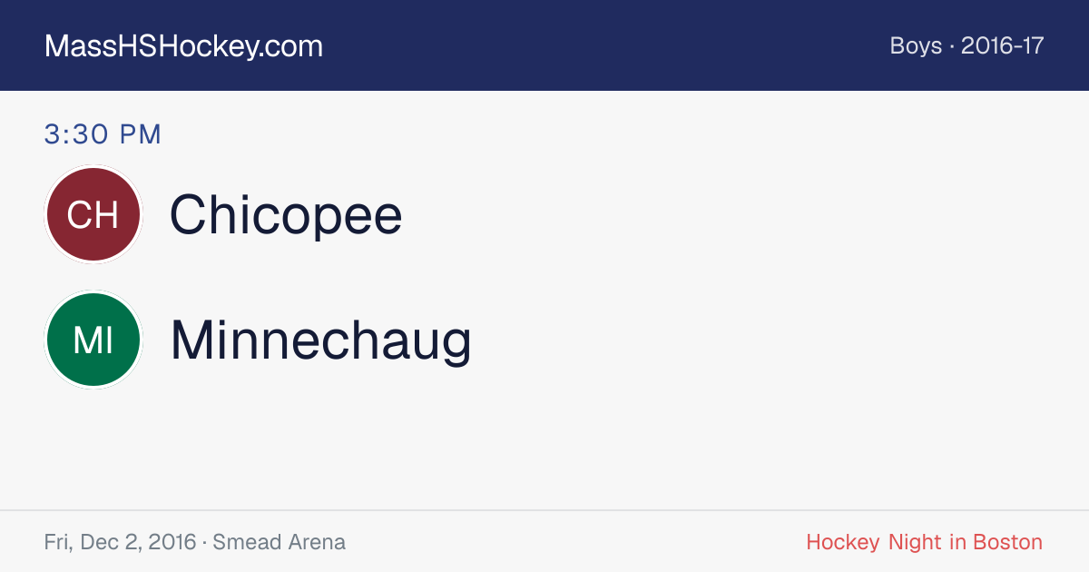 Chicopee at Minnechaug score card